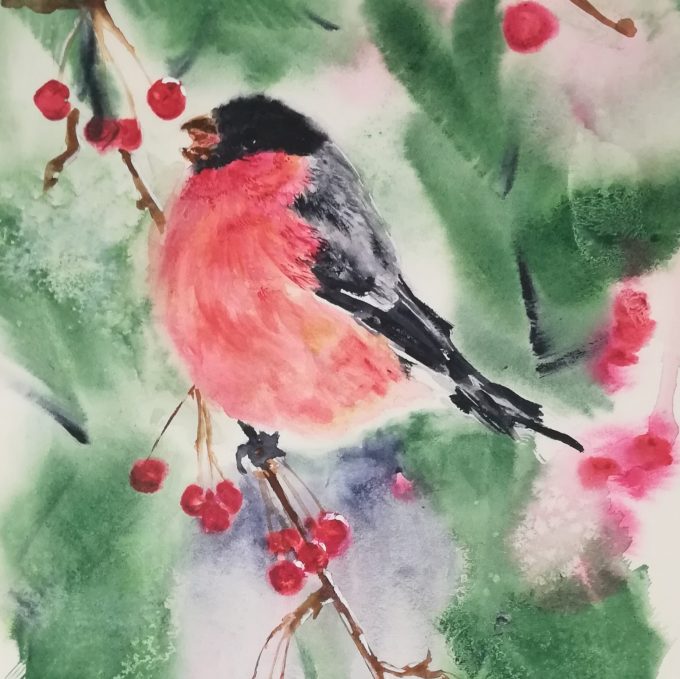 Bird - Red Bird in Berries - Image 2
