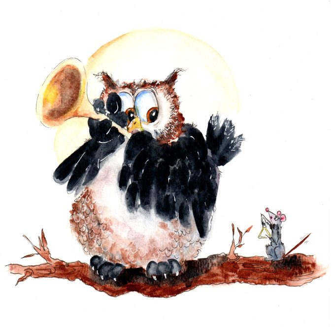Bird - Owl Orchestra -  on the Horn